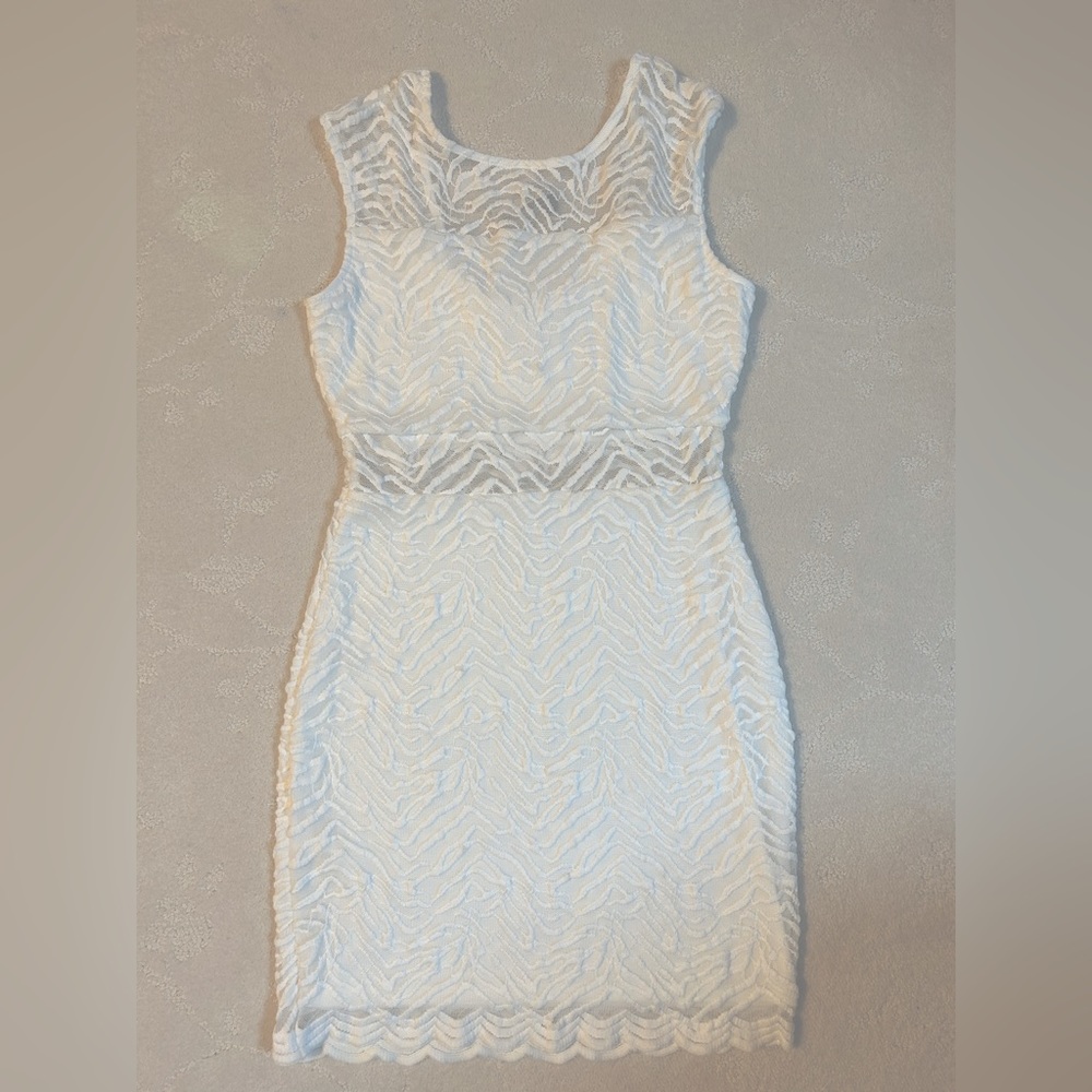 Guess Los Angeles Size S Stretchy White Zebra Mini Dress see-through cutout sexy